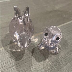 Oneida Pink Crystal Seal and bunny rabbit Figurines NWOB 2 pc animal figure